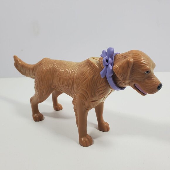 Barbie Golden Retriever Dog 7" With Purple Bow Yellow Brown - Picture 13 of 16